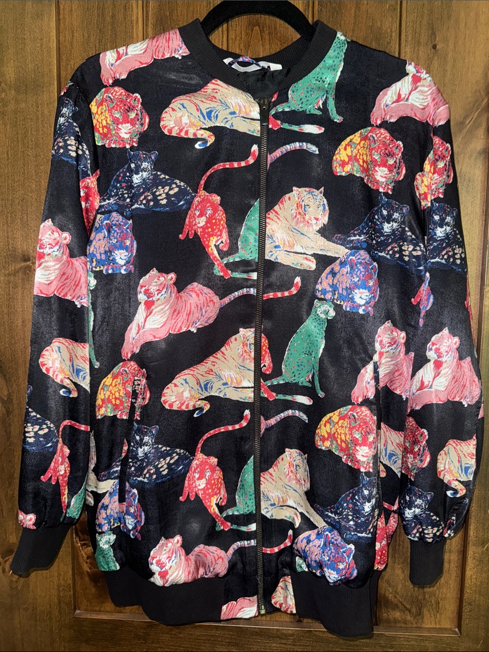 Zara Multicolor Tiger-Print Bomber Jacket